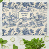 マイコテージコバルトアンドクリームトイレデジュイ キッチンタオル (折り畳み)