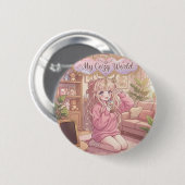 マイコージィワールド: かわいいアニメ少女の部屋の雰囲気アクセサリー 缶バッジ (正面&裏面)