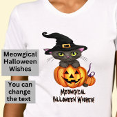 マイゴカルハロウィーンのウィズキャットウィッチハットカボチャ Tシャツ