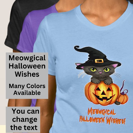 マイゴカルハロウィーンのウィズキャットウィッチハットカボチャ Tシャツ