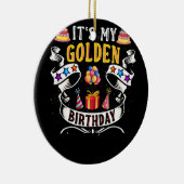 マイゴールデン誕生日カッコいい誕生日 セラミックオーナメント (右)