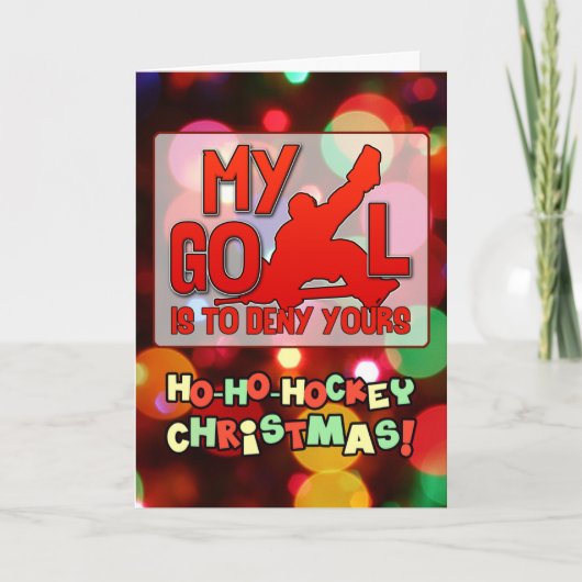 マイゴールホッケーゴアリー引用文クリスマスカード シーズンカード (正面)