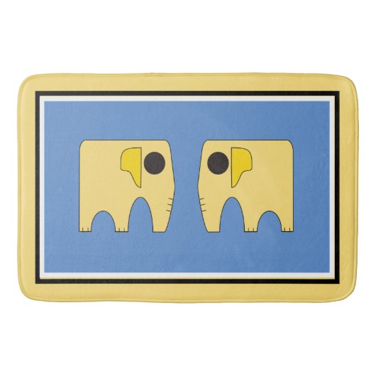 マイサニーゾウonブルー バスマット (正面)