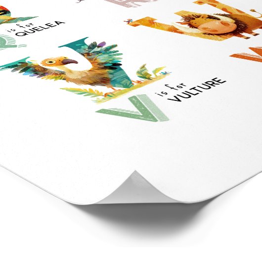 マイサファリ動物アルファベット教育ポスター ポスター (角)