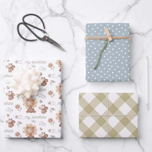 マイサンシャインラッピング紙フラットシートセット3 ラッピングペーパーシート (正面)