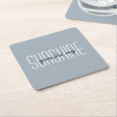 マイサンシャイン引用文ブルーグレーカスタマイズタイポグラフィ スクエアペーパーコースター (アングル)