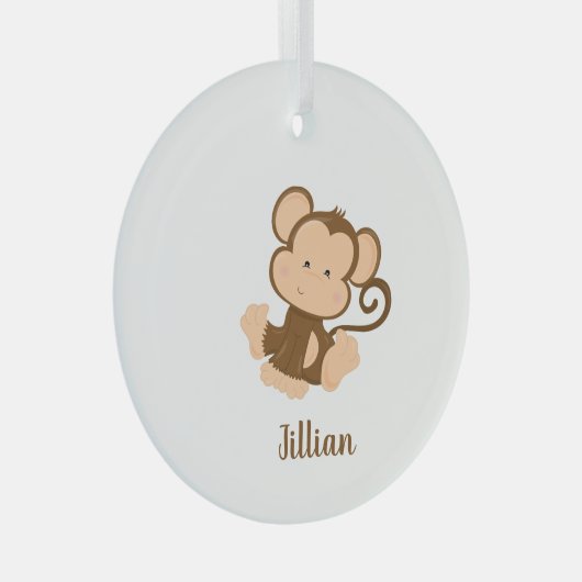 マイサーカスマイモンキーと名前をカスタムする ガラスオーナメント (正面右)