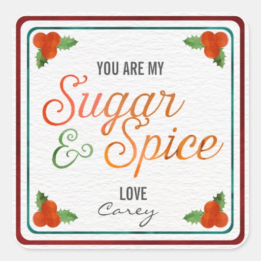 マイシュガー&スパイスクリスマスプレゼントラベルラベル スクエアシール (正面)