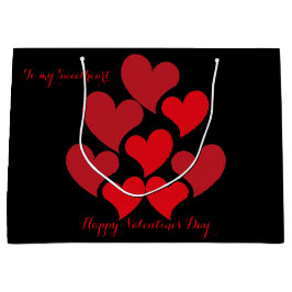 マイスウィートアート赤いハートパターンバレンタインデー ラージペーパーバッグ