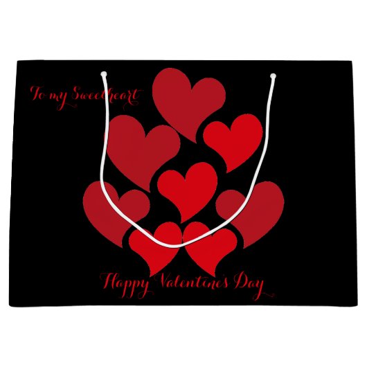 マイスウィートアート赤いハートパターンバレンタインデー ラージペーパーバッグ (正面)