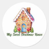 マイスウィートクリスマスジンジャーブレッドハパーソナライズされたウス ラウンドシール (正面)