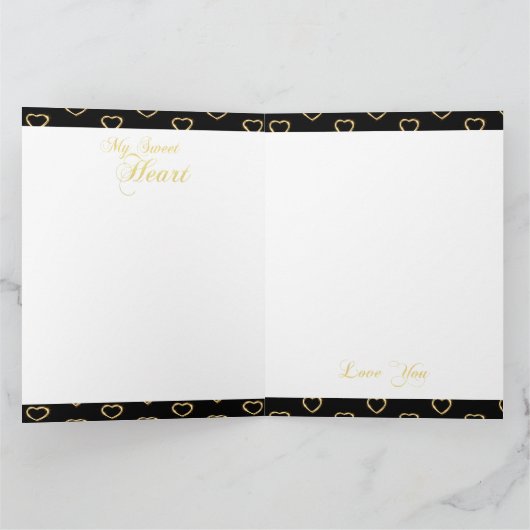 マイスウィートハートブラック金ゴールド折り畳みサンキューカード サンキューカード (内部)