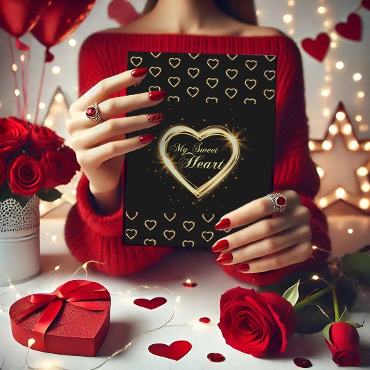 マイスウィートハートブラック金ゴールド折り畳みサンキューカード サンキューカード