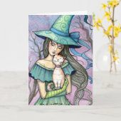 マイスウィート虎猫ウィッチキャットカードノテカード カード (黄色い花)
