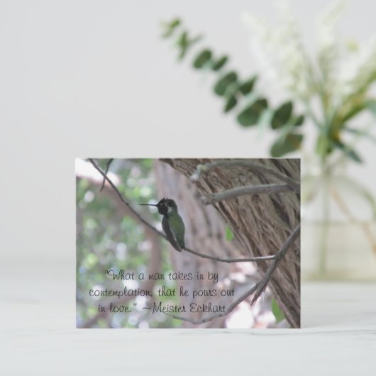 マイスターエクハルトコンジュメレーション引用文ハミングバード ポストカード (スタンド正面)