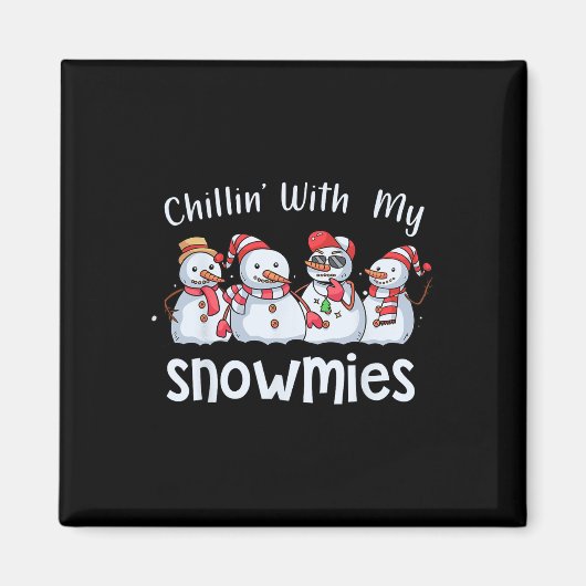マイスノーマイクリスマスパジャマ付きチリン雪だるま マグネット (正面)