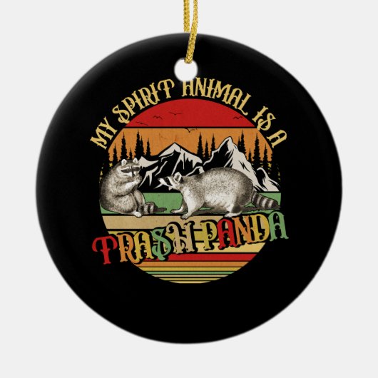 マイスピリットアニマルはゴミのパンダルーンヴィンテージA セラミックオーナメント (正面)