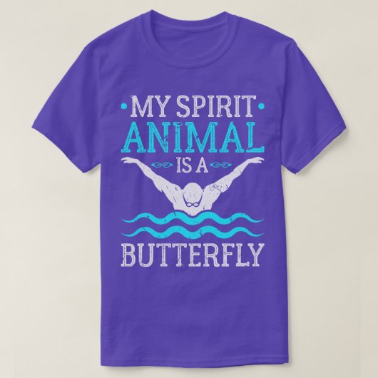 マイスピリットアニマルバタフライ泳ぐ人 Tシャツ (デザイン正面)