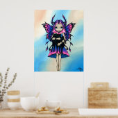 マイスリーズ猫ちゃん妖精ブラックキャットアートプリント ポスター (キッチン)