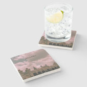 マイスール宮殿の写真が曇り空とカスタマイズ可能 ストーンコースター (横)