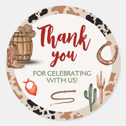 マイセカンドロデオパーティーカウボーイ誕生日 ラウンドシール (正面)