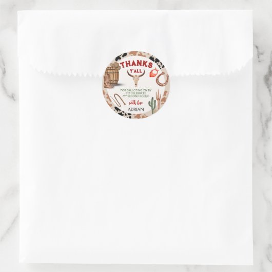 マイセカンドロデオパーティーカウボーイ誕生日 ラウンドシール (バッグ)