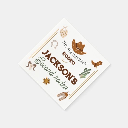 マイセカンドロデオ誕生日ワイルドウエスト スタンダードカクテルナプキン (角)