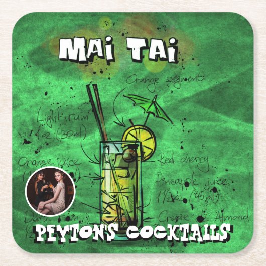 マイタイカクテルパーティー スクエアペーパーコースター (正面)