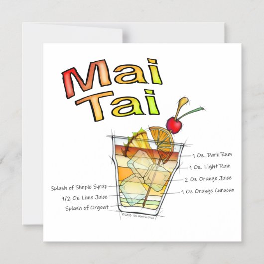 マイタイカクテルレシピアート マグネット招待状 (正面)