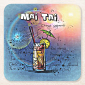 マイタイカクテル(12#4ドリンクレシピセット) スクエアペーパーコースター (正面)