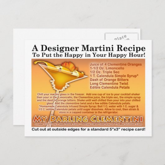 マイダーリンクレメンティニマルティーニレシピハガキ ポストカード (正面/裏面)