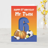 マイツインブラザー第6誕生日スポーツボール カード (黄色い花)