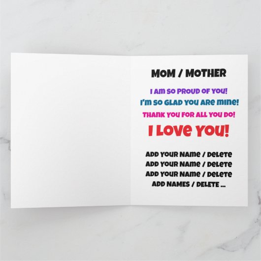 マイティなママのための大きなカード – 内側と後ろを見る カード (内部)