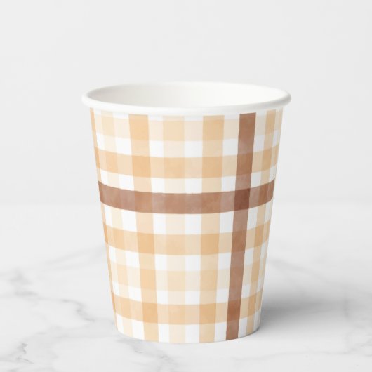 マイティオークス素朴秋ウォーター色ブラウンプレイド 紙コップ (裏面)