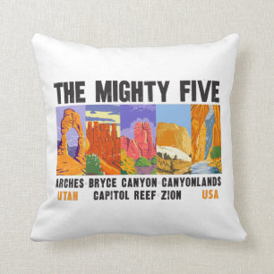 マイティ・ファイブ・ユタ国立公園リスト・ヴィンテージ クッション