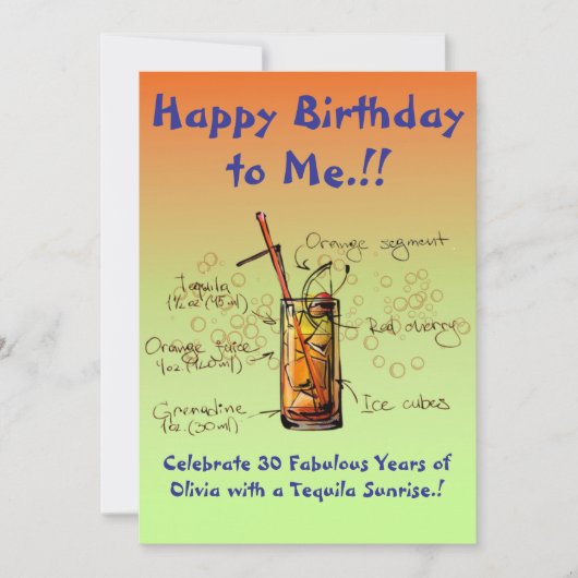 マイテキラサンライズバースデーパーティーへの招待 招待状 (正面)