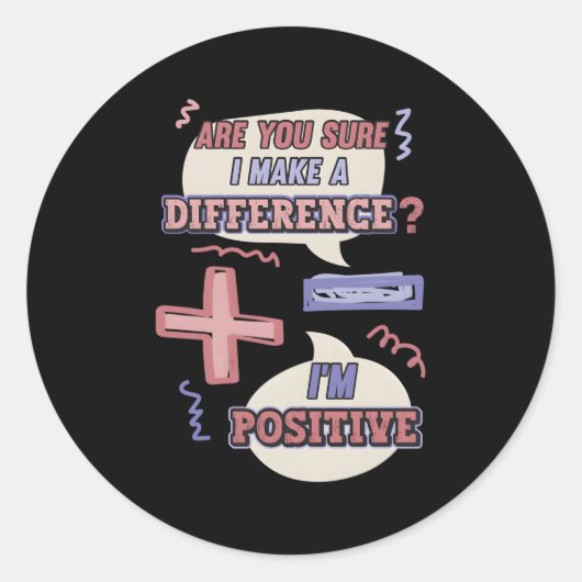 マイナス記号とプラス記号Math Pun ラウンドシール (正面)