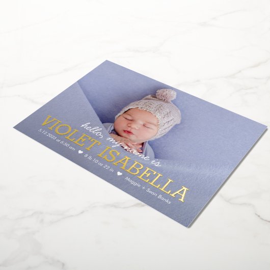 マイネーム実在フォイルベビー誕生発表 箔シーズンカード (回転した状態)