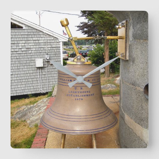 マイノッツレッジライトハウスフォグベルスクエアウォールクロック スクエア壁時計 (正面)