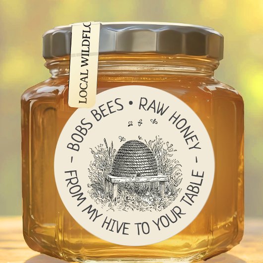 マイハイブからテーブルへヴィンテージスキップハニーロゴ ラウンドシール