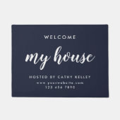 マイハウス実在エステートネイビーブルー不動産仲介業者ドormat ドアマット (正面)