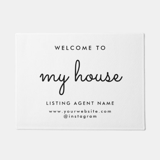 マイハウス実在エステートモダンホワイト不動産仲介業者 ドアマット (正面)