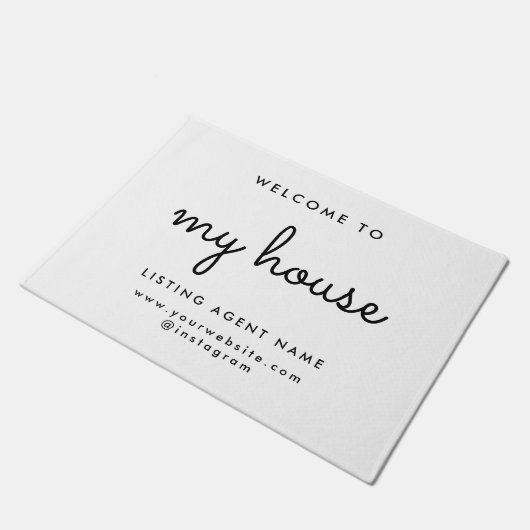 マイハウス実在エステートモダンホワイト不動産仲介業者 ドアマット (アングル)
