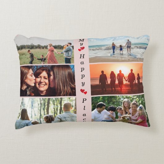 マイハッピープレイスカスタマイズ可能なファミリーフォト6写真 アクセントクッション (正面)