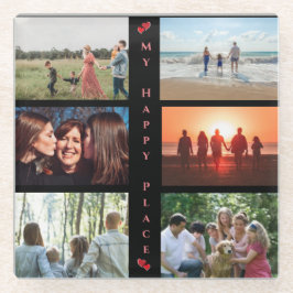 マイハッピープレイスカスタマイズ可能なファミリーフォト6写真 ガラスコースター