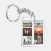 マイハッピープレイスカスタマイズ可能なファミリーフォト6写真 キーホルダー (正面左)