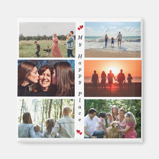 マイハッピープレイスカスタマイズ可能なファミリーフォト6写真 マグネット (正面)