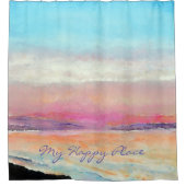 マイハッピープレイスパステルビーチサンセット シャワーカーテン (正面)