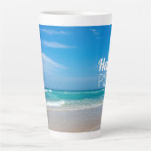 マイハッピープレース |美しいビーチ写真 カフェラテマグ (正面)