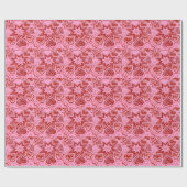 'マイハート'ピンク&レッドラッピング紙 ラッピングペーパー (フラット)